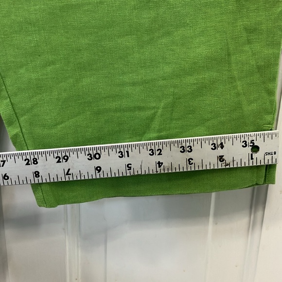 Jones New York Sport Green Cropped Linen pants size 12 drawstring elastic waist - Picture 11 of 12